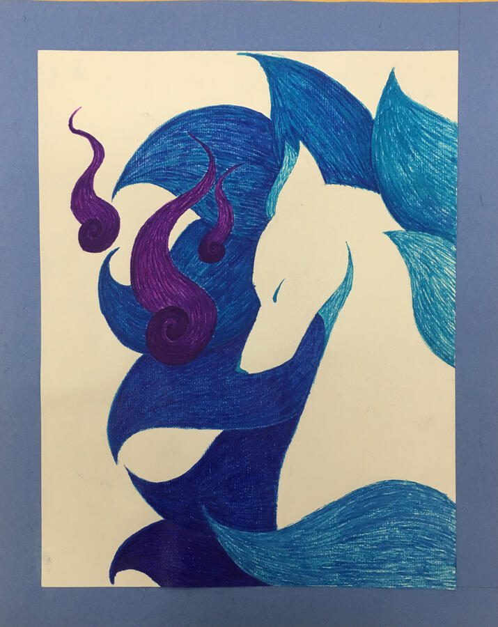 Blue Ninetales Marker on paper