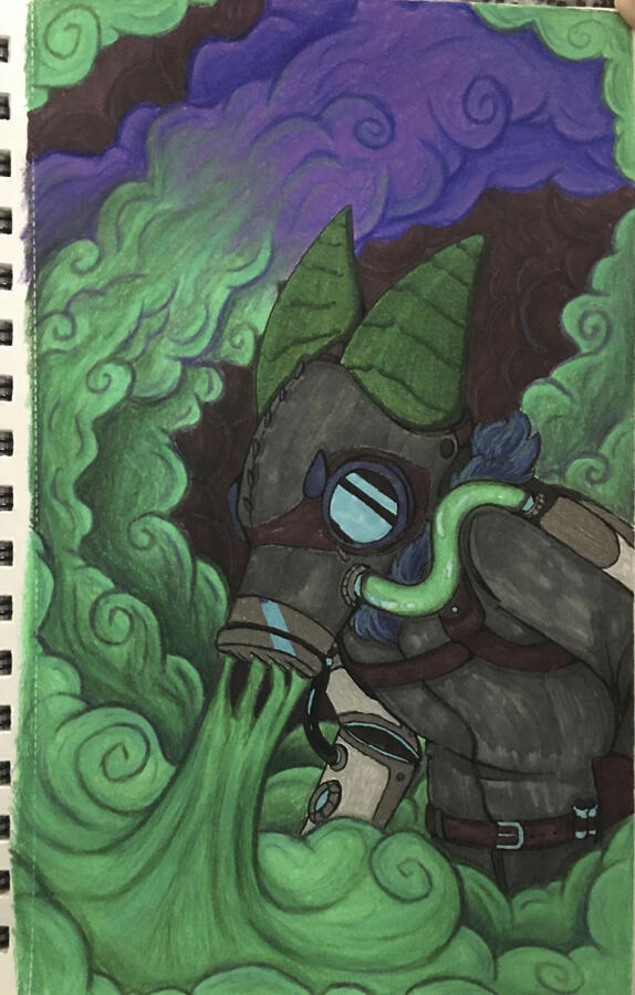 The Green Death Mixed Media: color pencil + marker on sketchbook paper