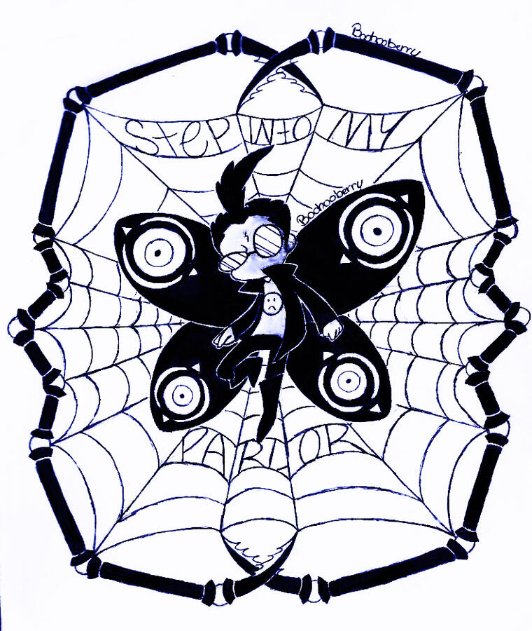 Agent Mothman caught in A Web Ink on paper